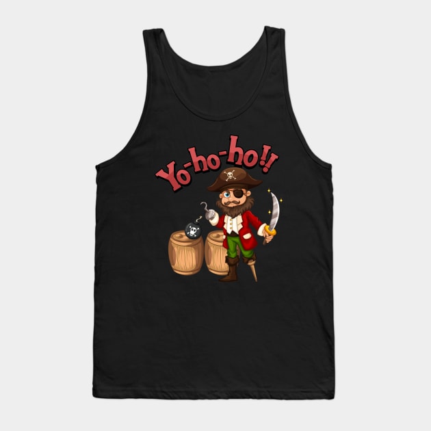 Captain hook cartoon character with yo-ho-ho speech Tank Top by zwestshops